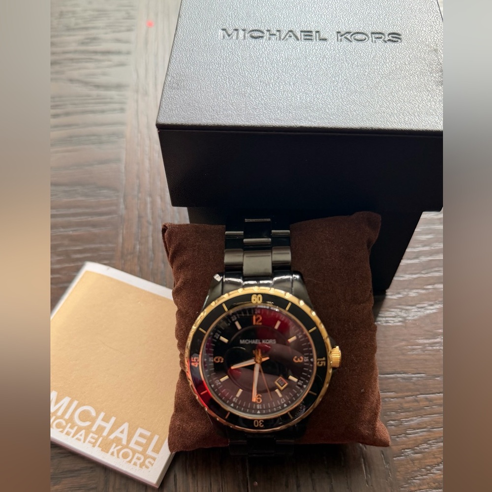 Michael Kors Black and Gold Men’s Timepiece